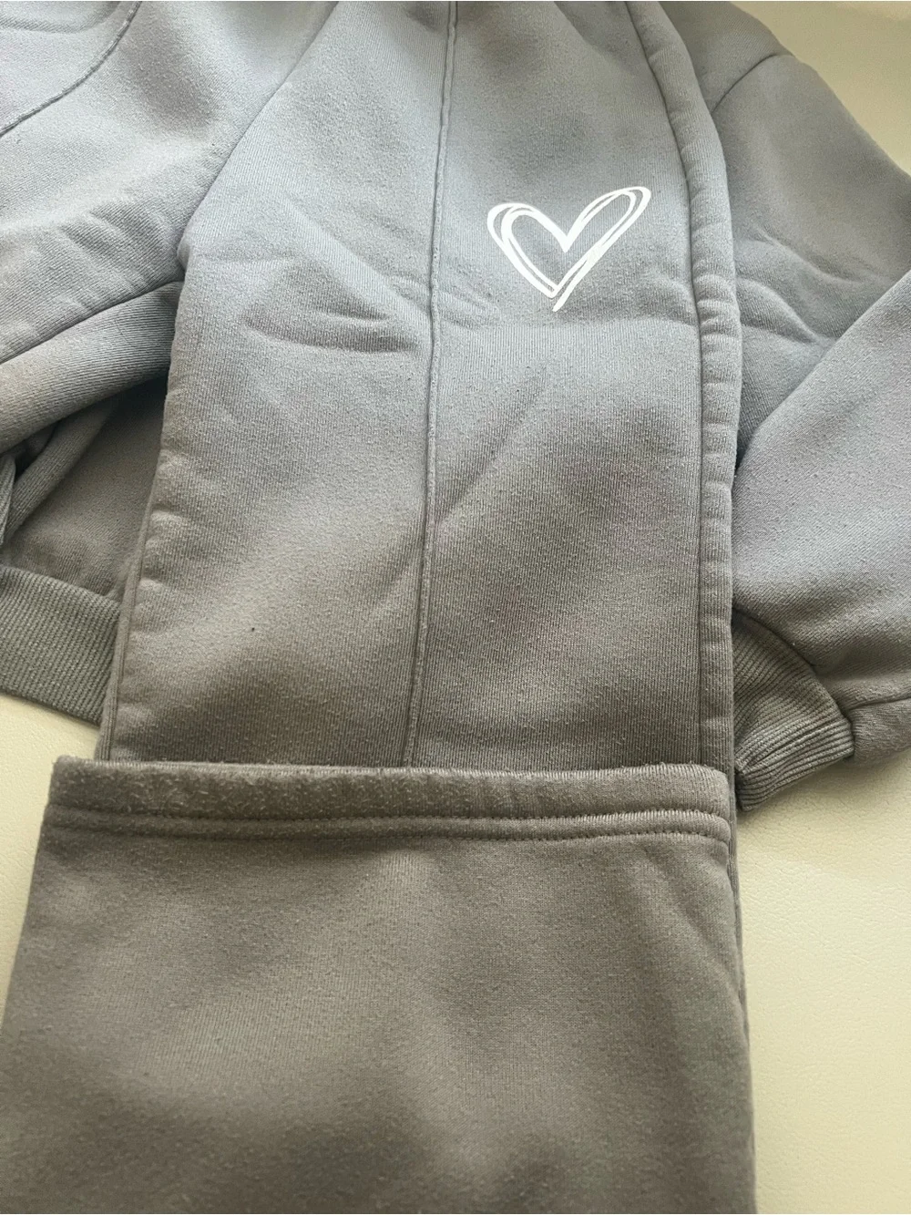 Kids Gray Sweatshirt & Jogger Set with Heart Graphic